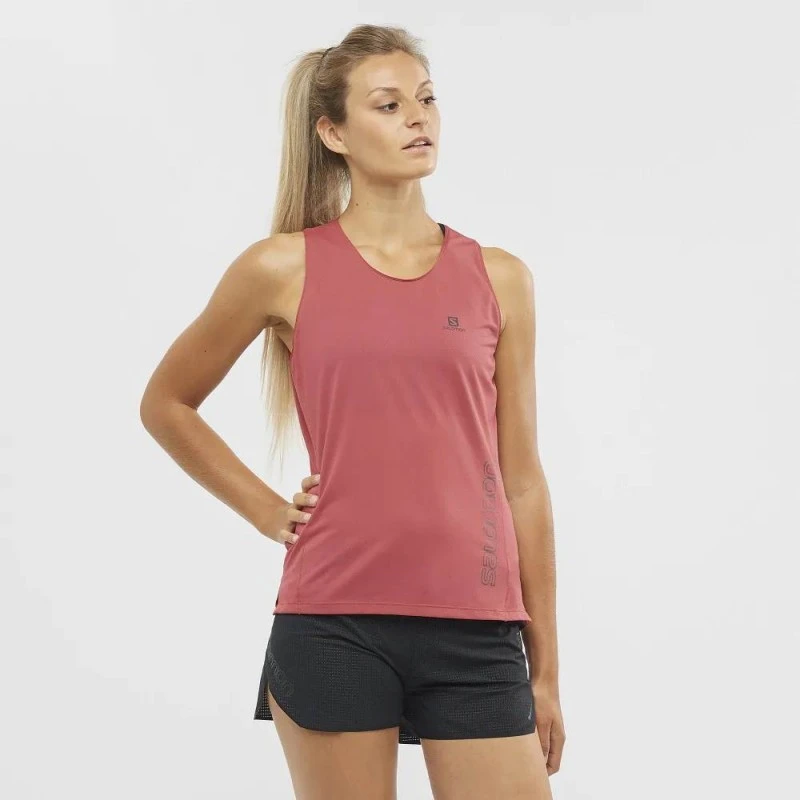 Débardeur SALOMON Sense Aero Tank Femme Earth Red 3 Débardeur SALOMON Sense Aero Tank Femme Earth Red