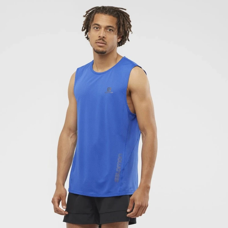 Débardeur SALOMON Sense Aero Tank Homme Nautical Blue 4 Débardeur SALOMON Sense Aero Tank Homme Nautical Blue – Image 2