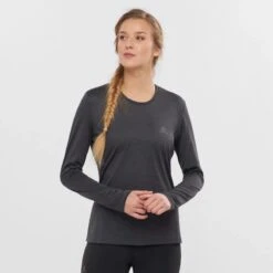 Tee-Shirt SALOMON Agile LS Tee Femme Black / Nocturne