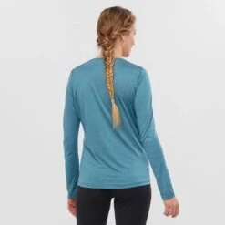 Tee-Shirt SALOMON Agile LS Tee Femme Mallard Blue / Heather -Salomon tee shirt salomon agile ls tee femme malard blue heather 3