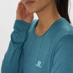 Tee-Shirt SALOMON Agile LS Tee Femme Mallard Blue / Heather -Salomon tee shirt salomon agile ls tee femme malard blue heather 4