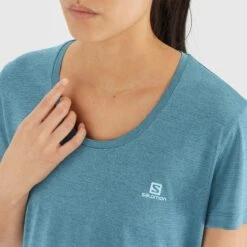 Tee-Shirt SALOMON Agile SS Tee Femme Mallard Blue / Heather -Salomon tee shirt salomon agile ss tee femme mallard blue heather 4