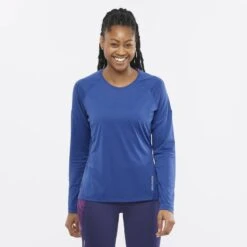 Tee-Shirt SALOMON Cross Run LS Tee Femme Navy Peony