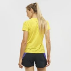 Tee-Shirt SALOMON Cross Run SS Tee Femme Empire Yellow -Salomon tee shirt salomon cross run ss tee femme empire yellow 2