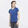 Tee-Shirt SALOMON Cross Run SS Tee Femme Navy Peony -Salomon tee shirt salomon cross run ss tee femme navy peony