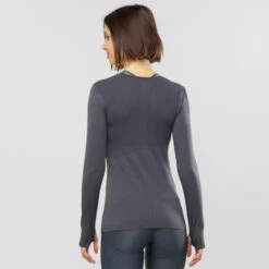 Tee-Shirt SALOMON Elevate Move On LS Tee Femme Solid Ebony -Salomon tee shirt salomon elevate move on ls tee solid femme ebony 2