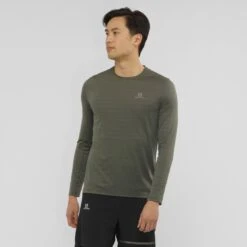 Tee-Shirt SALOMON XA LS Tee Homme Olive Night / Heather