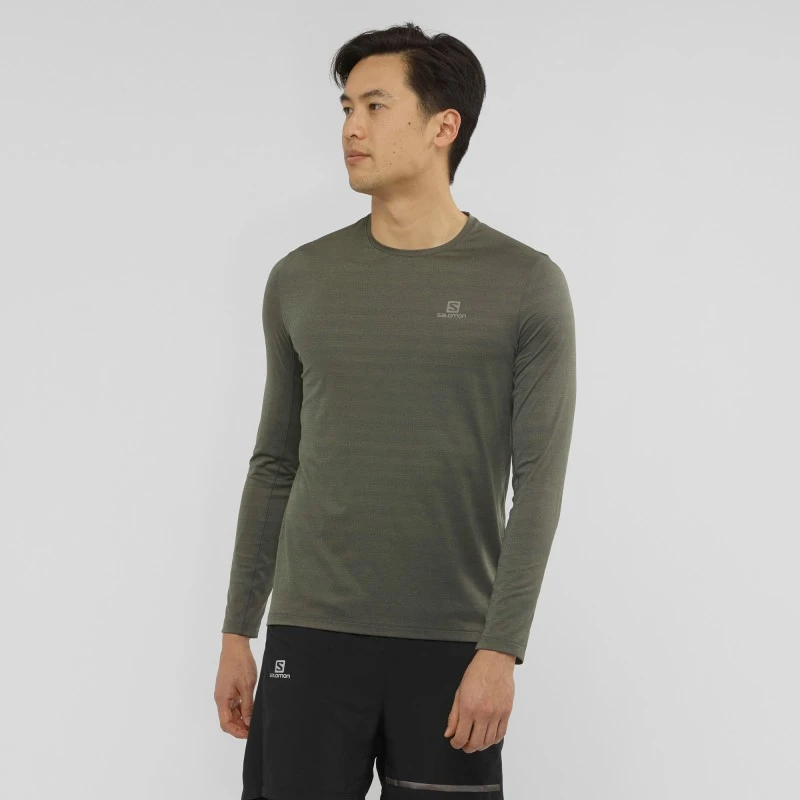 Tee-Shirt SALOMON XA LS Tee Homme Olive Night / Heather 3 Tee-Shirt SALOMON XA LS Tee Homme Olive Night / Heather