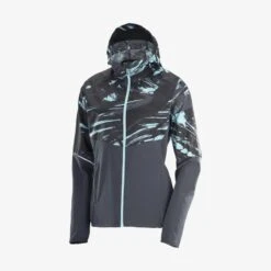 Veste SALOMON Agile FZ Hoodie Femme Crystal Blue / AO/ Ebony