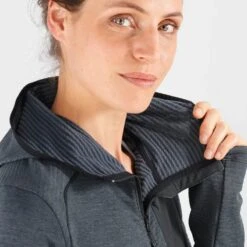Veste SALOMON Essential Lightwarm Hoodie Femme Black -Salomon veste salomon essential lightwarm hoodie femme black 4