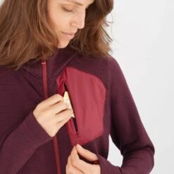 Veste SALOMON Essential Lightwarm Hoodie Femme Cabernet -Salomon veste salomon essential lightwarm hoodie femme cabernet 3