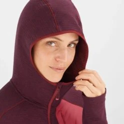 Veste SALOMON Essential Lightwarm Hoodie Femme Cabernet -Salomon veste salomon essential lightwarm hoodie femme cabernet 4