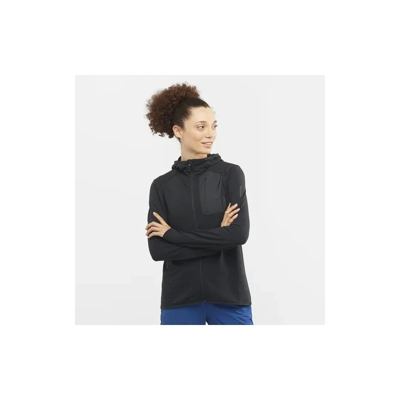 Veste SALOMON Essential Lightwarm Hoodie Femme Deep Black 4 Veste SALOMON Essential Lightwarm Hoodie Femme Deep Black – Image 2