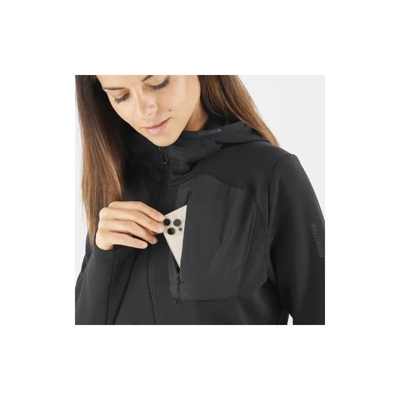 Veste SALOMON Essential Lightwarm Hoodie Femme Deep Black 7 Veste SALOMON Essential Lightwarm Hoodie Femme Deep Black – Image 5