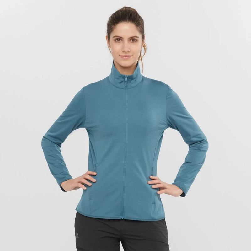 Veste SALOMON Outrack FZ Mid Femme Mallard Blue 3 Veste SALOMON Outrack FZ Mid Femme Mallard Blue